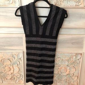 Bebe Grey Black V-Neck dress